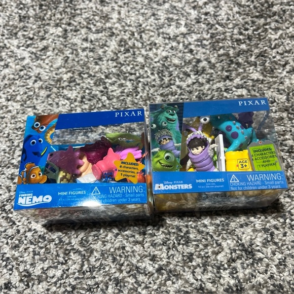 Disney Pixar Critter Crate Finding Nemo & Monsters Inc Mini Figures & Playmat - Picture 1 of 8